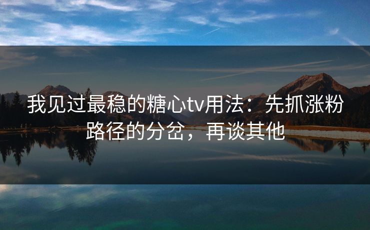 我见过最稳的糖心tv用法:先抓涨粉路径的分岔,再谈其他 我见过最稳的糖心tv用法:先抓涨粉路径的分岔,再谈其他
