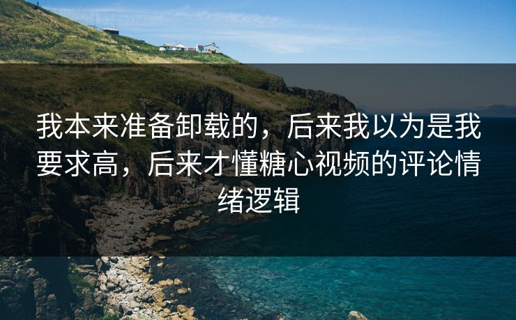 我本来准备卸载的，后来我以为是我要求高，后来才懂糖心视频的评论情绪逻辑