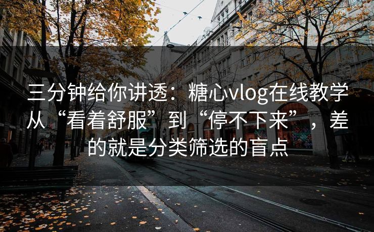 三分钟给你讲透：糖心vlog在线教学从“看着舒服”到“停不下来”，差的就是分类筛选的盲点