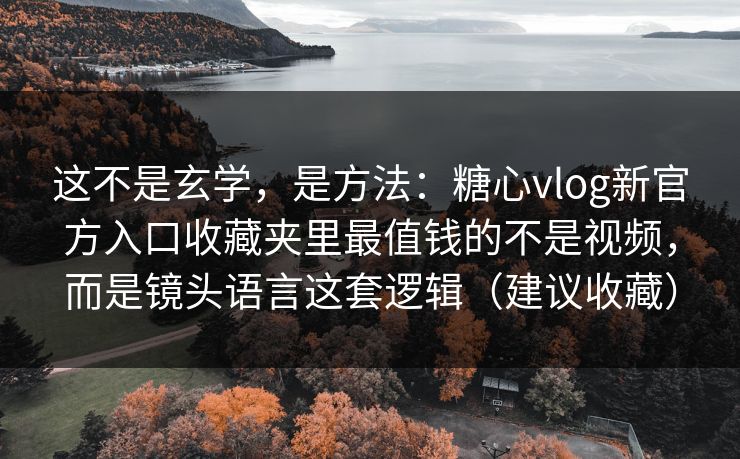 这不是玄学，是方法：糖心vlog新官方入口收藏夹里最值钱的不是视频，而是镜头语言这套逻辑（建议收藏）